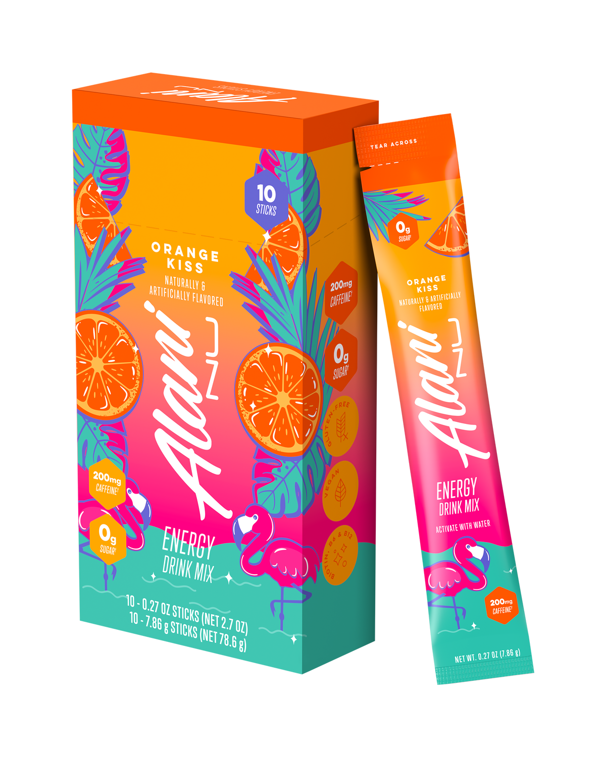 Orange Kiss Energy Drink Mix Sticks, 10-Pack