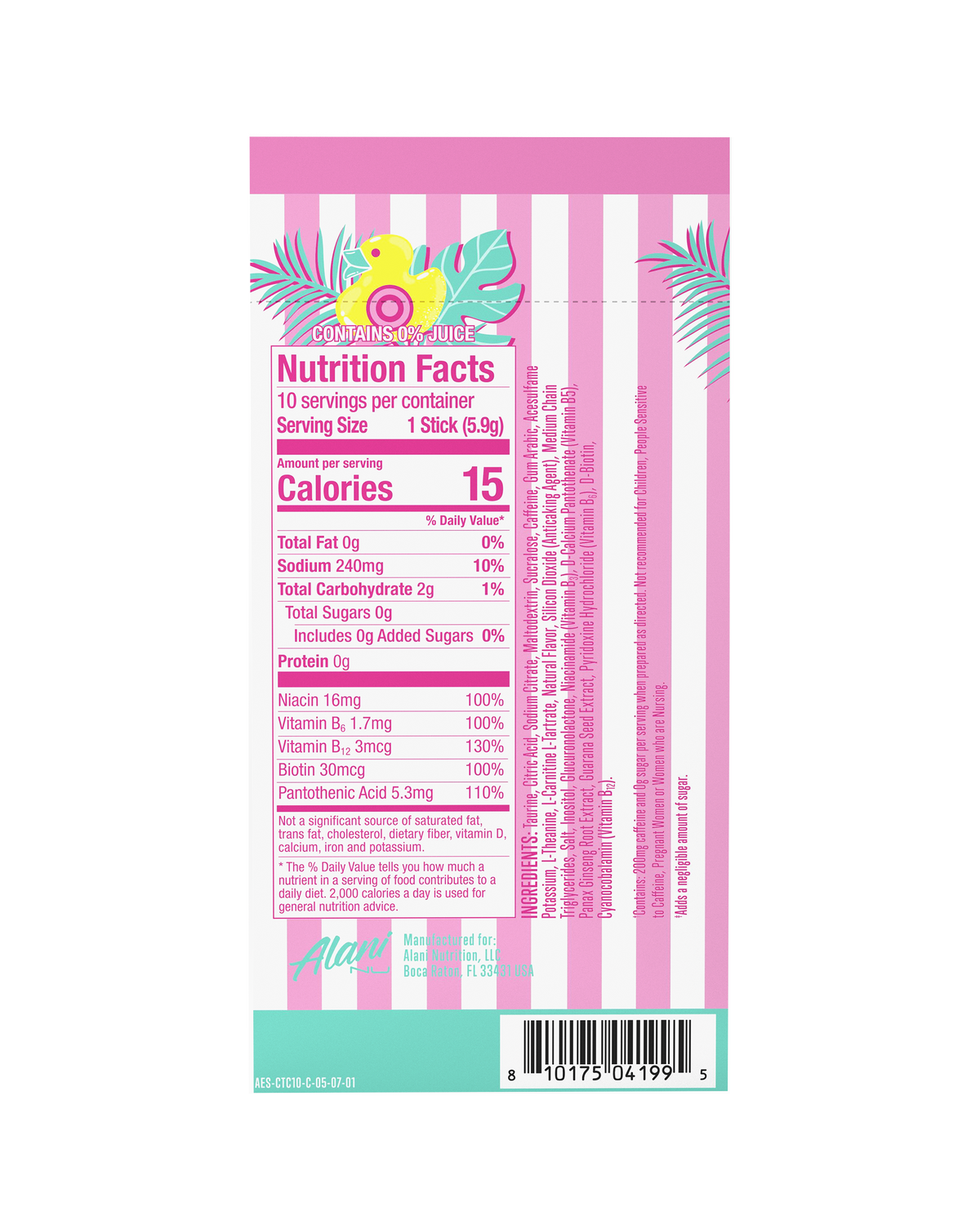 Cotton Candy Energy Sticks Powdered Drink Mix - 10-Pack