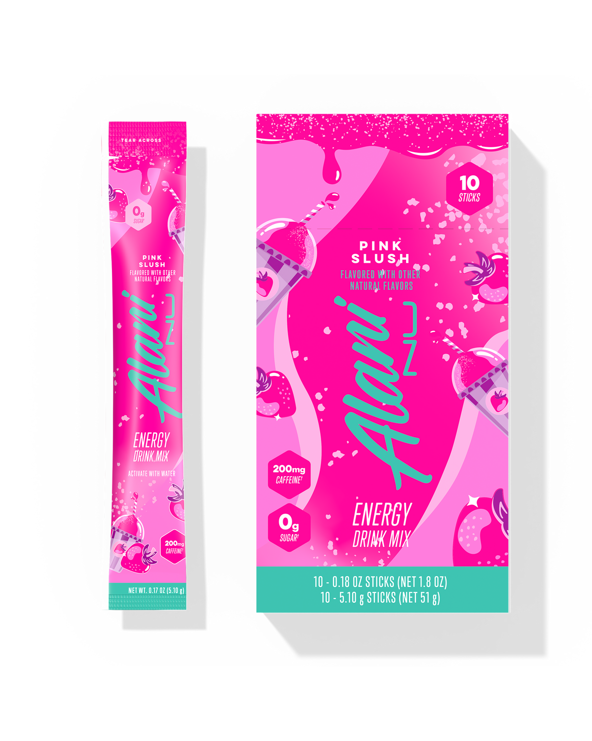 Pink Slush Energy Drink Powder Sticks, 10-Pack