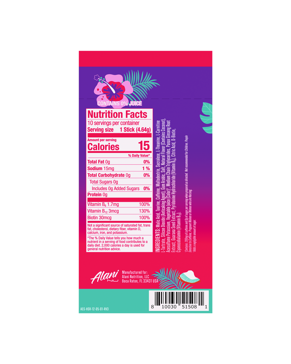 Hawaiian Shaved Ice Energy Sticks, 10-Pack