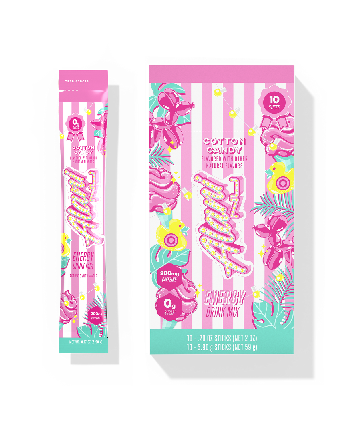 Cotton Candy Energy Sticks Powdered Drink Mix - 10-Pack